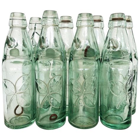 Antique 19th Century Mexican Codd Neck Glass Soda Bottles, Set of 6 For Sale at 1stDibs