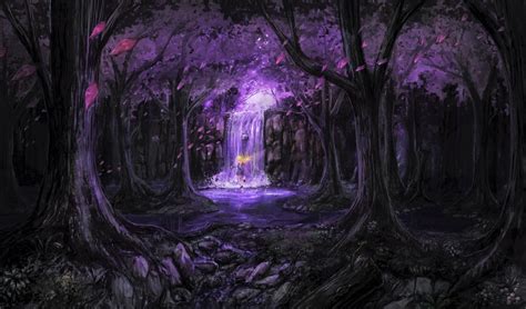 Blonde Fairy in Magical Purple Forest - 4K Ultra HD Wallpaper by そよ風