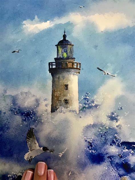 Lighthouse print art Watercolorgift wall art Seascape print | Lighthouse painting, Seascape ...