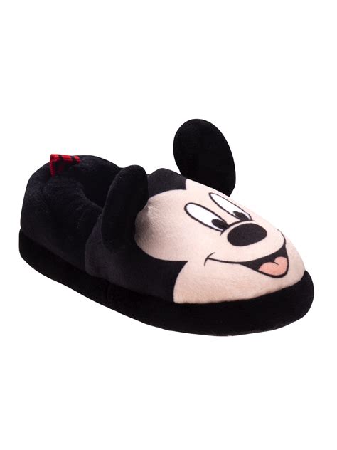 Disney Black Mickey Mouse Plush Slippers Little Boys - Walmart.com