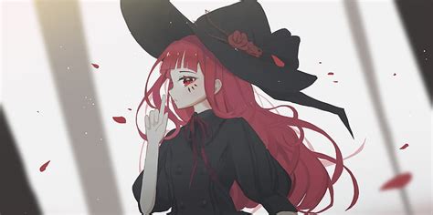 Anime, Original, Girl, Hat, Red Eyes, Red Hair, Witch, HD wallpaper | Peakpx