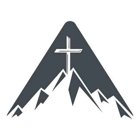 Baptist cross in mountain logo design. Cross on top of the mountain. Church and Christian ...