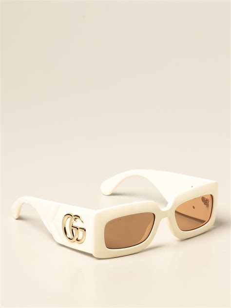 GUCCI: sunglasses in acetate with GG logo | Glasses Gucci Women White ...