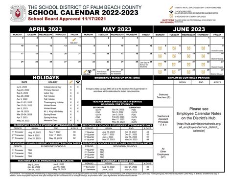 Palm Beach County School Calendar 2022-2023