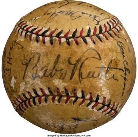 1932 New York Yankees Team Signed Baseball from the World | Lot #56088 | Heritage Auctions