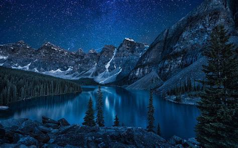 Mountains And Lake At Night, night mountain HD wallpaper | Pxfuel