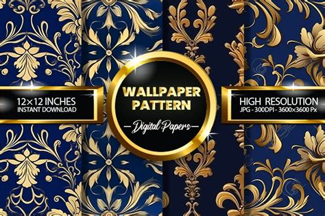 Wallpaper Pattern Digital Papers - 04 Variations (2988072)