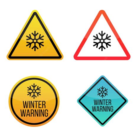 Premium Vector | Winter weather alert. Warning signs labels. Yellow and ...