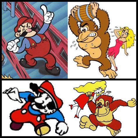 The original 1981 Donkey Kong arcade have two different character designs used for the game's ...