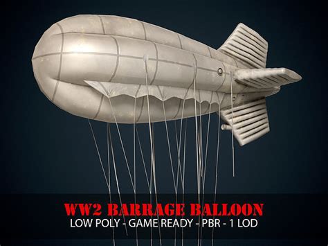 3D model World War 2 Barrage Balloon - Game ready PBR Low-poly 3D model ...