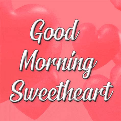 the words good morning sweetheart on pink background with heart shaped balloons in the shape of ...