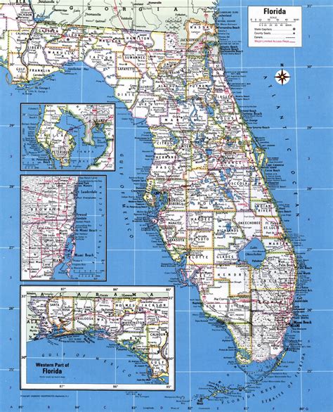 Large administrative map of Florida state with major cities Poster 20 x ...