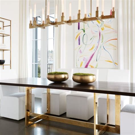 Brass Linear Chandeliers | Dining room design modern, Modern dining ...