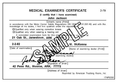 MEDICAL EXAMINERS CERTIFICATE