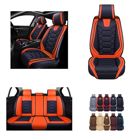 OASIS AUTO Car Seat Covers Accessories Full Set Premium Nappa Leather Cushion Protector ...