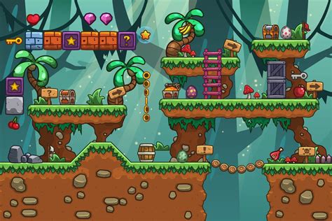 Jungle Platformer 2D Game Tileset - CraftPix.net | Pixel art games, Pixel art, 2d game art