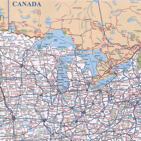 Map of Great Lakes region USA