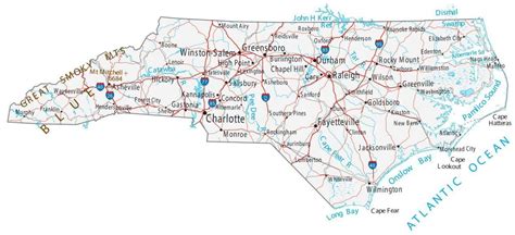 North Carolina Map - Cities and Roads - GIS Geography