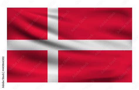 Realistic National flag of Denmark. Current state flag made of fabric. Vector illustration of ...