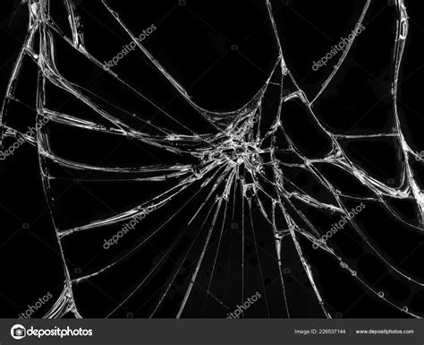 Cracked Glass Texture Black Background Isolated Realistic Cracked Glass ...