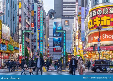 Shinjuku District Illuminated by Neon Signs at Twilight in Tokyo Editorial Stock Photo - Image ...