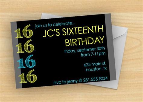 16th Birthday Invitations for Boys | Drevio Invitations Design