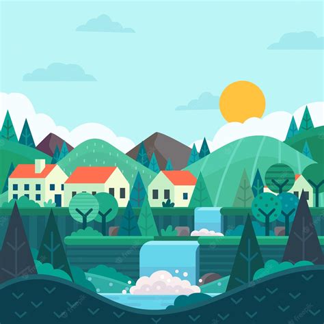 Premium Vector | Countryside landscape background