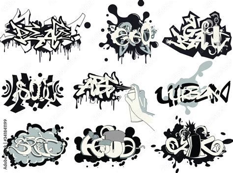 Art graffiti with letters. Vector collection of street art style. Stock ...