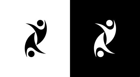 community logo two people unity black and white icon illustration style ...