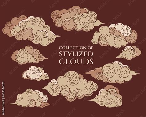 collection of stylized colored clouds Stock Vector | Adobe Stock