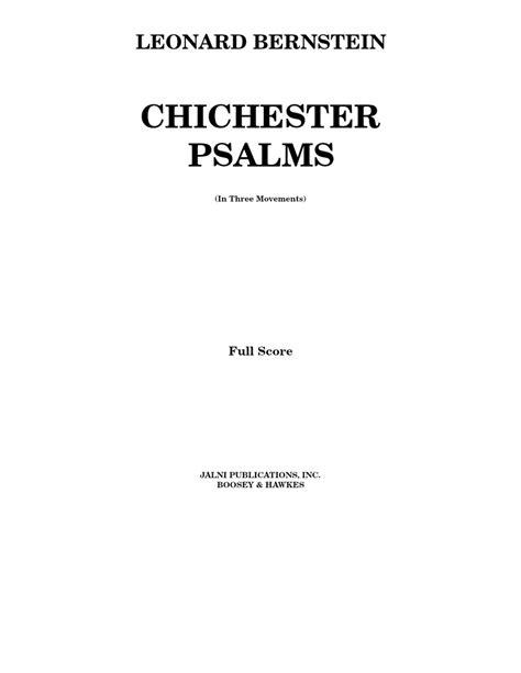 Bernstein - Chichester Psalms Sheet music for Soprano, Alto, Tenor ...