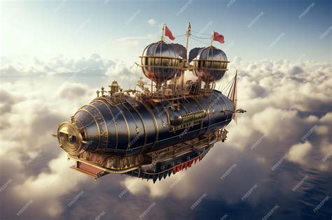 Premium AI Image | Photo of Steampunk airship in the sky 4K Wallpaper