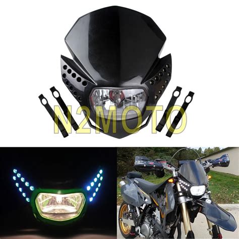 Motorcycle Headlight With Two Row Of LED Turn Signal Light Universal ...