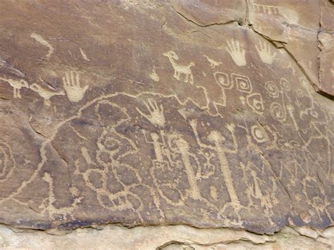 Anasazi petroglyphs at Petroglyph Point, Mesa Verde National Park ...