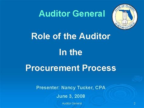 Auditor General Role of the Auditor In the