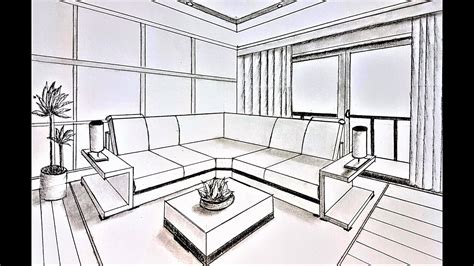 How To Draw A Living Room In 2 Point Perspective | Baci Living Room