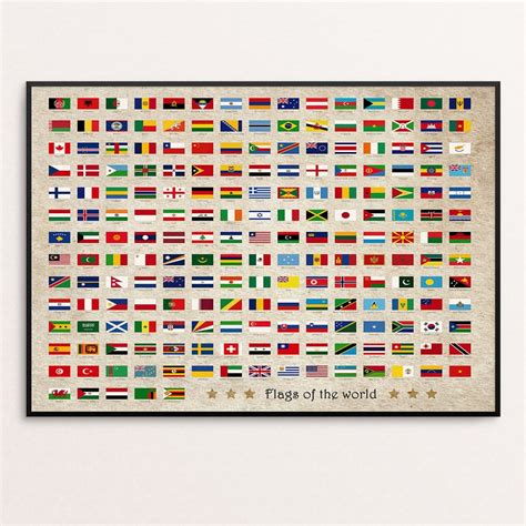 Flags of the World Poster Vintage Style World Flags Art - Etsy