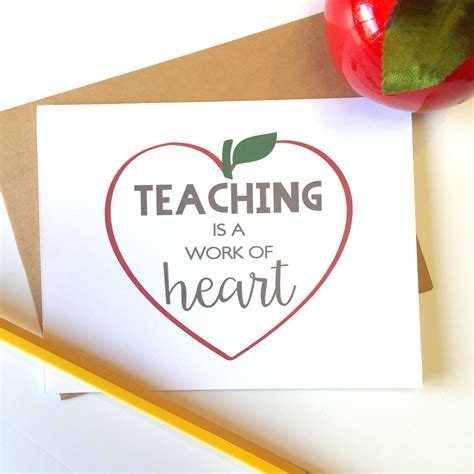 Teacher appreciation card Teaching is a work of heart End of | Etsy ...