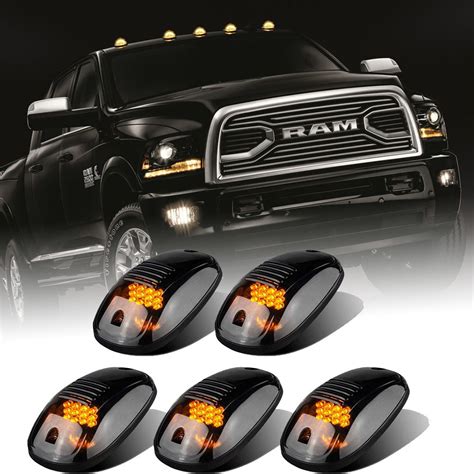 Doxmall 5X Amber Led Smoke Cab Roof Running Top Marker Lights for Dodge ...