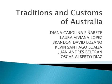 Traditions and customs of australia