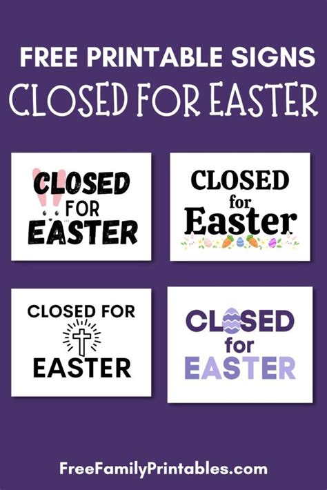 Free Printable Closed For Easter Sign - Free Family Printables