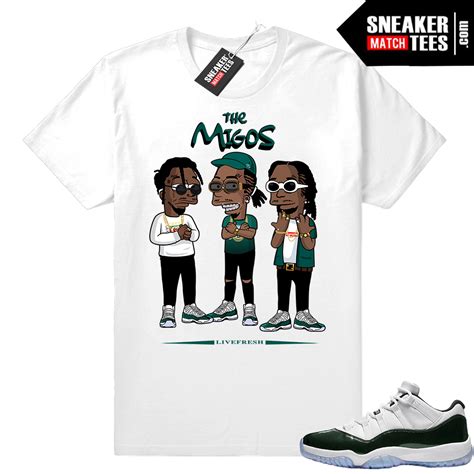 Migos t shirt White Emerald 11 lows - Sneaker Match Tees