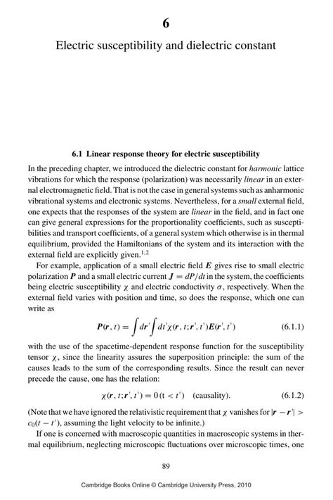 Electric susceptibility and dielectric constant (Chapter 6) - Optical Processes in Solids