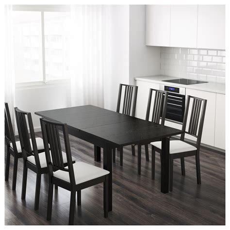 BJURSTA extendable table, brown-black | IKEA Indonesia