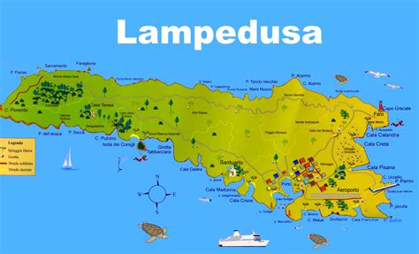 Lampedusa tourist map - Ontheworldmap.com