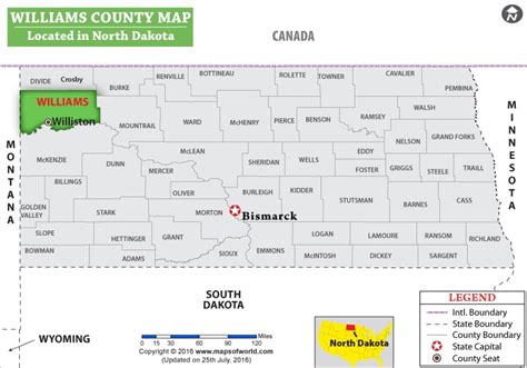 Williams County Map, North Dakota