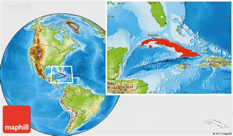 Physical Location Map of Cuba