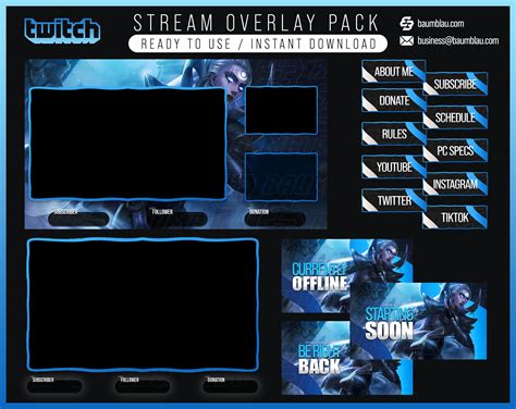 League of Legends Stream Overlay DIANA Gaming Stream Overlay Full Package Twitch Streaming ...