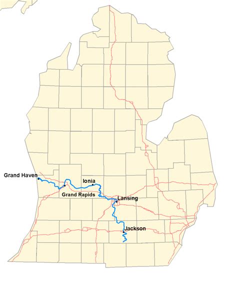 Grand River (Michigan) - Wikipedia Inside Michigan River Map Printable ...