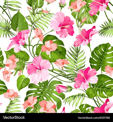 Tropical flower pattern Royalty Free Vector Image